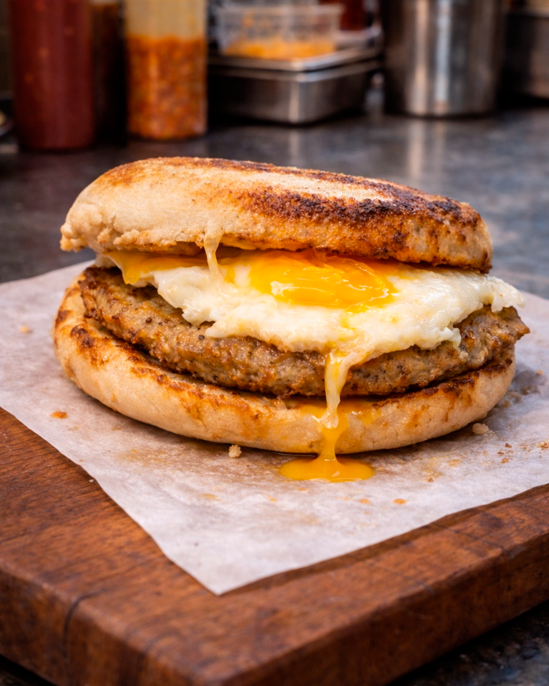 Artisan breakfast sandwich with fresh ingredients